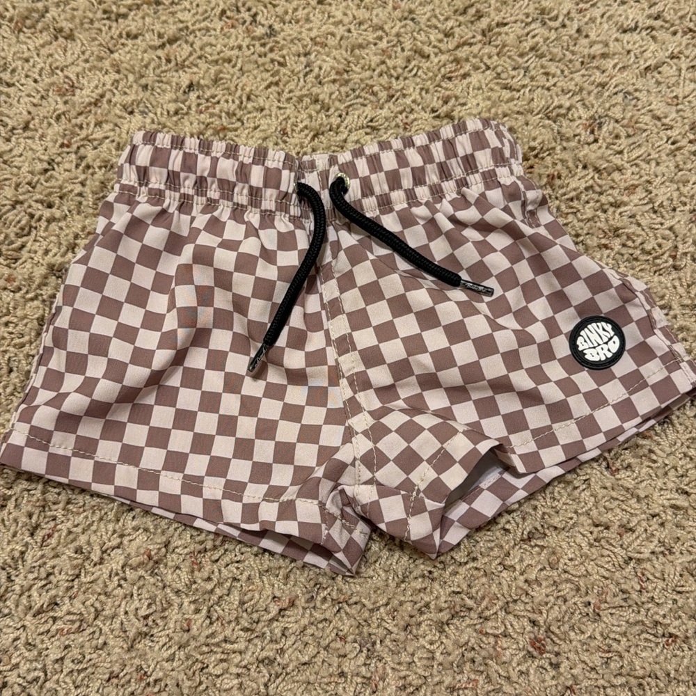 Sundek Kids Checkered Swim Trunks - Brown